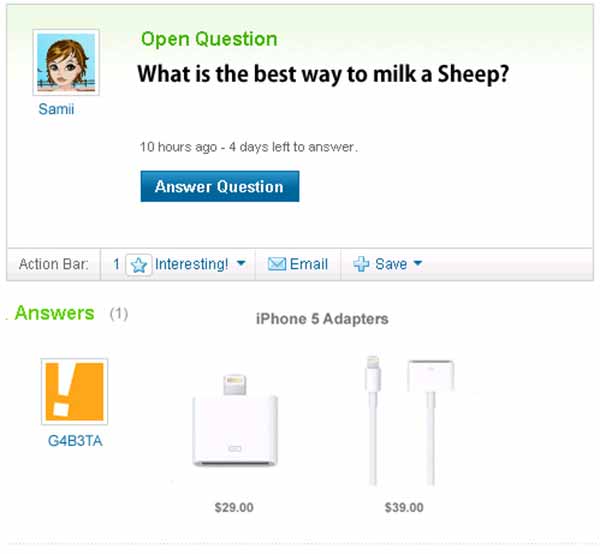 What is the best way to milk a sheep?  iPhone 5 adaptors.