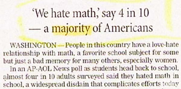 'We hate math,' say 4 in 10 - a majority of Americans
