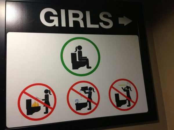 Girl's Restroom: No roasting marshmallows.  No removing the toilet tank.  No making pizza.