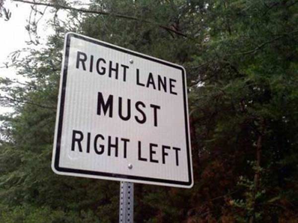 Traffic Sign: Right Lane Must Right Left