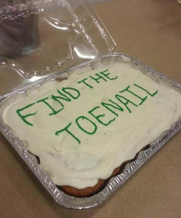 Birthday Cake: "Find the Toenail"