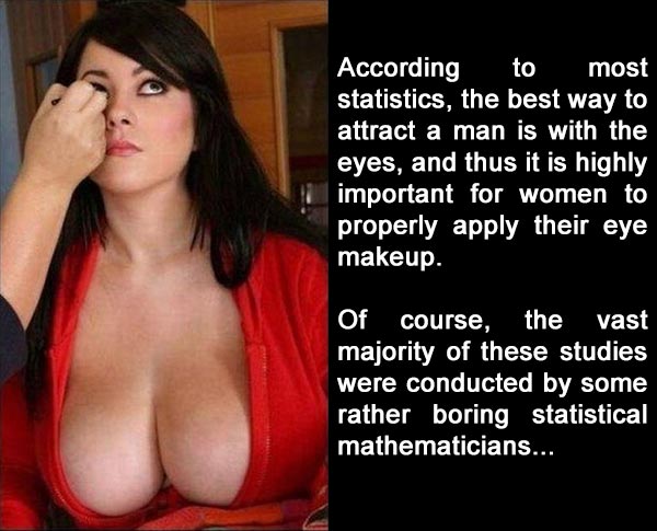 According to most statistics, the best way to attract a man is with the eyes, and thus it is highly important for women to properly apply their eye makeup. Of course, the vast majority of the these studies were conducted by some rather boring statistical mathetmaticians...