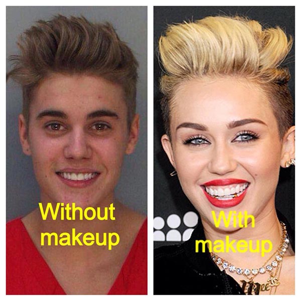 Justin Beiber: Without and With Makeup