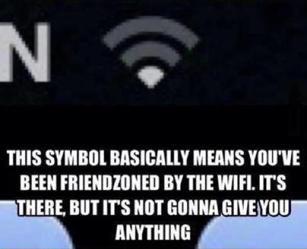 This symbol basically means you've been "Friendzoned" by the WiFi.  It's there, but it's not gonna give you anything.