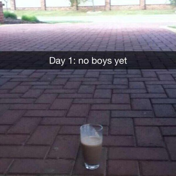 Milkshake Day 1: No boys yet.