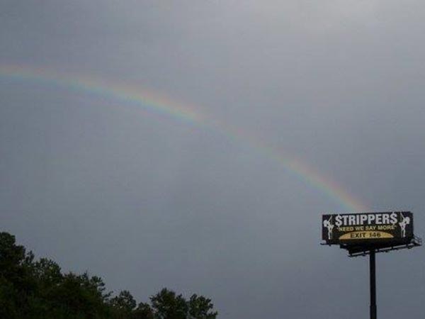 Rainbow ends at Stripper billboard
