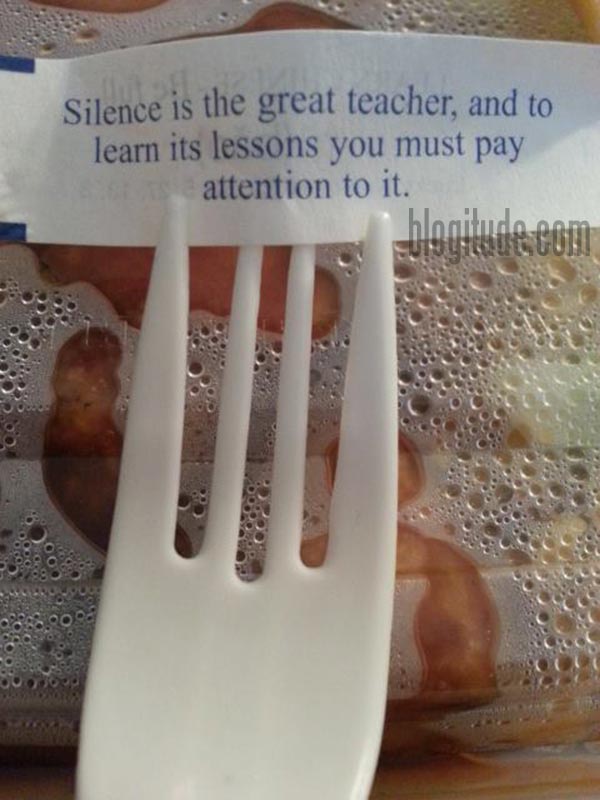 Fortune: Silence is the great teacher, and to learn its lessons you must pay attention to it.