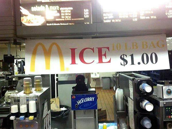 McDonald's Ice - MICE - 10 LB Bag $1.00.