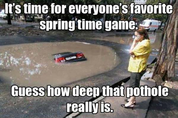 It's Time for Everyone's Favorite Spring Time Game: Guess How Deep That Puddle Is